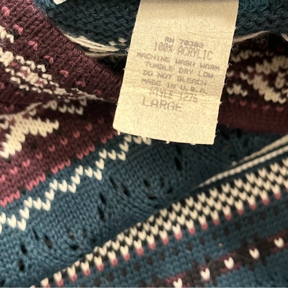 VINTAGE Braunstyle Sweater Womens Large Blue Purple Knit Crew Neck Made in USA - Picture 4 of 11